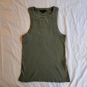 Banana Republic Olive Green M Ribbed Cotton Cutaway Tank Top Racerback